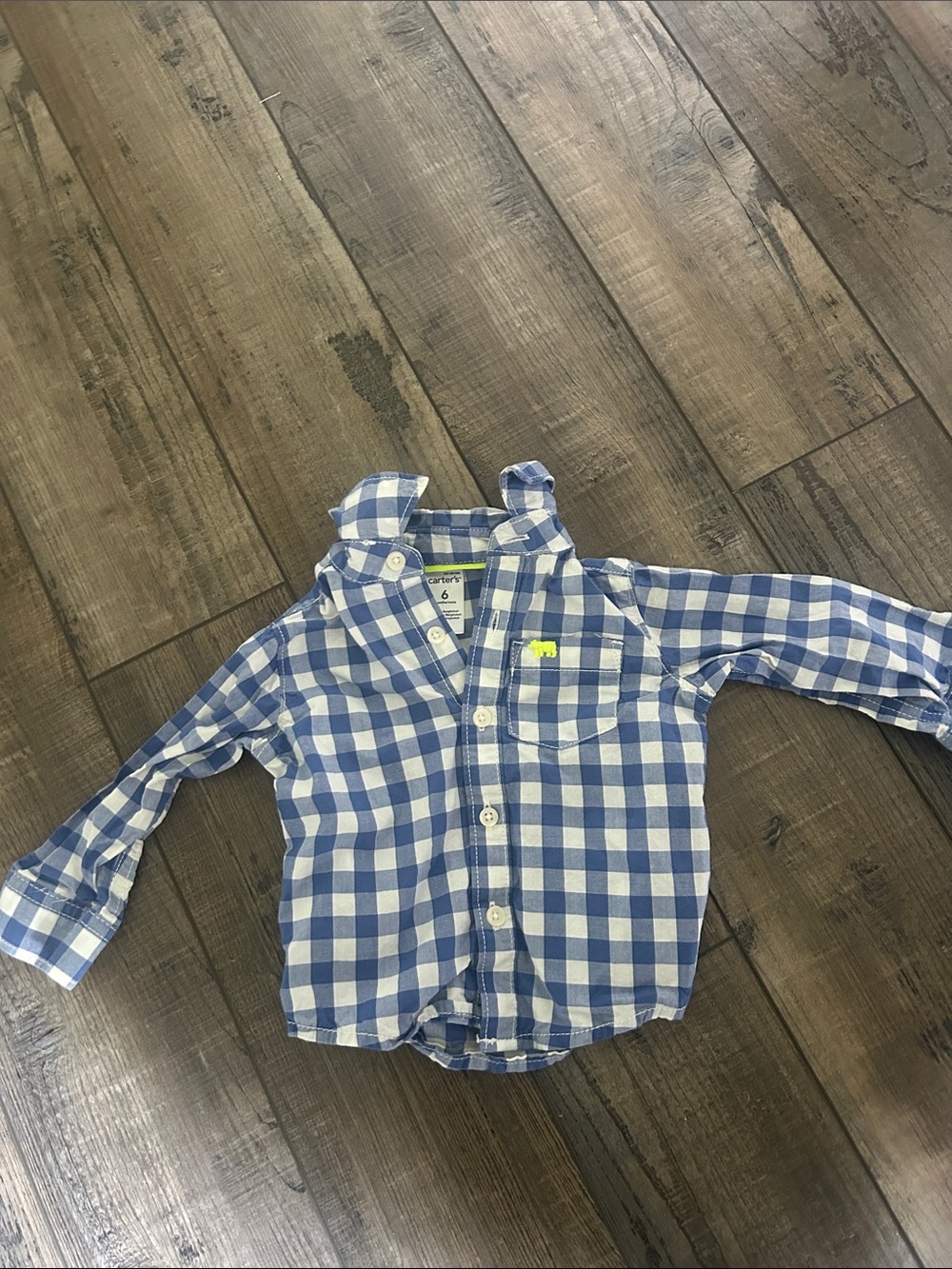 Carter's Blue and White Gingham Button-Down Shirt